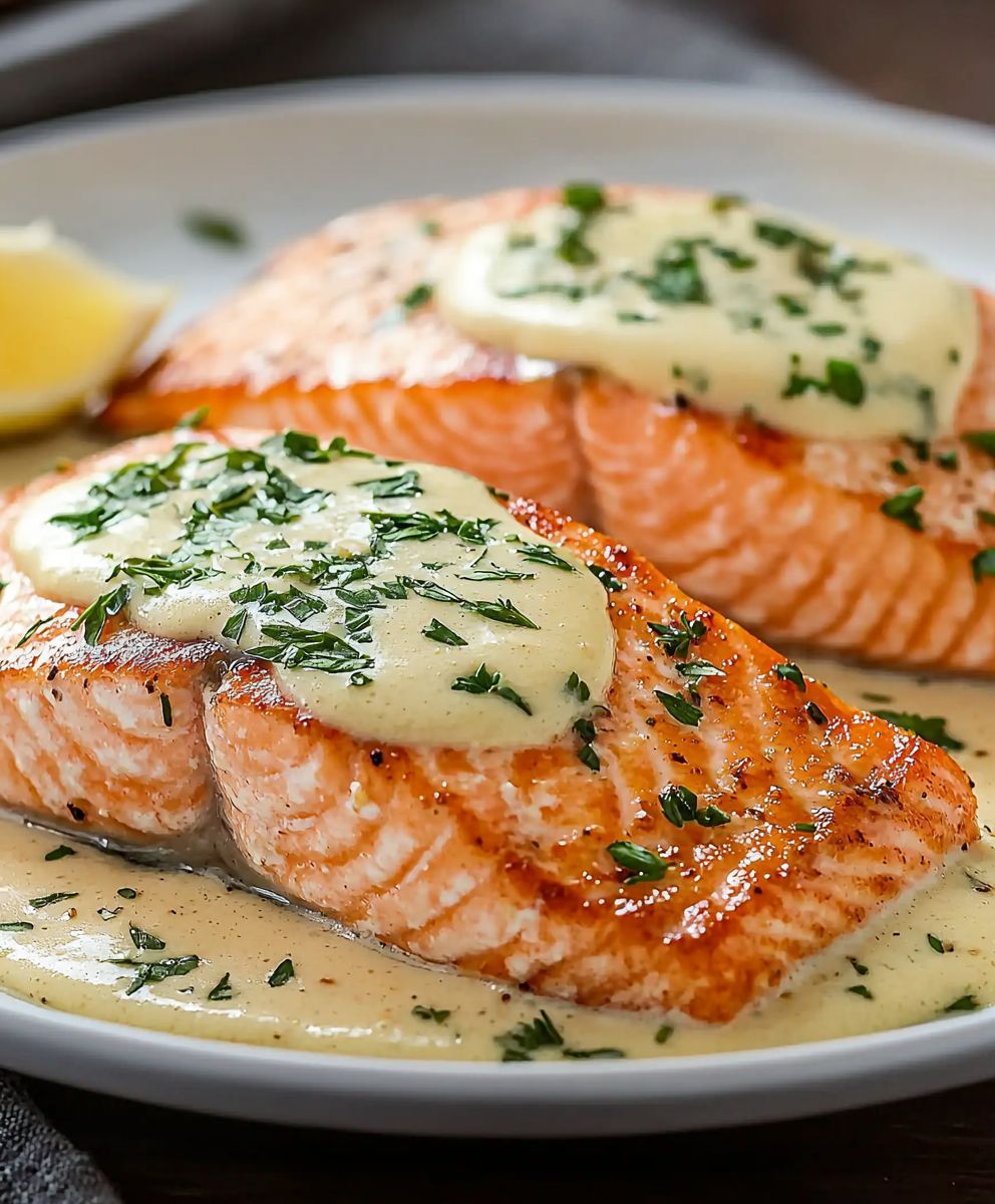 Saumon crème ail beurre