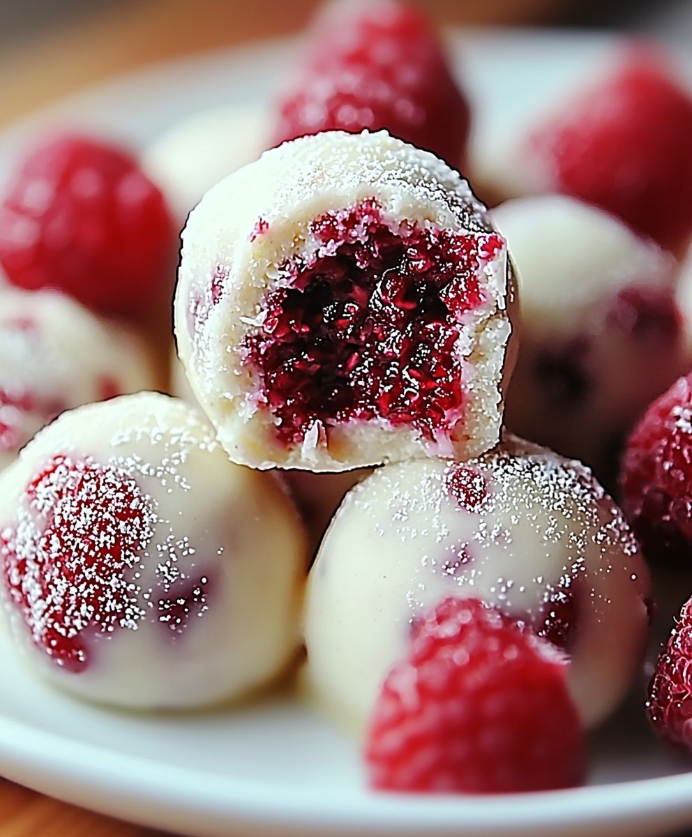Boulettes gâteau fromage framboises