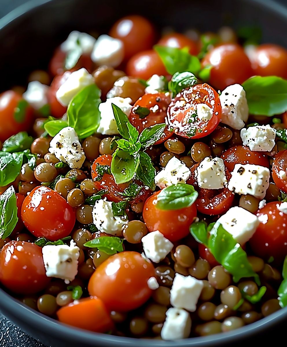 Salade lentilles tomates cerises feta