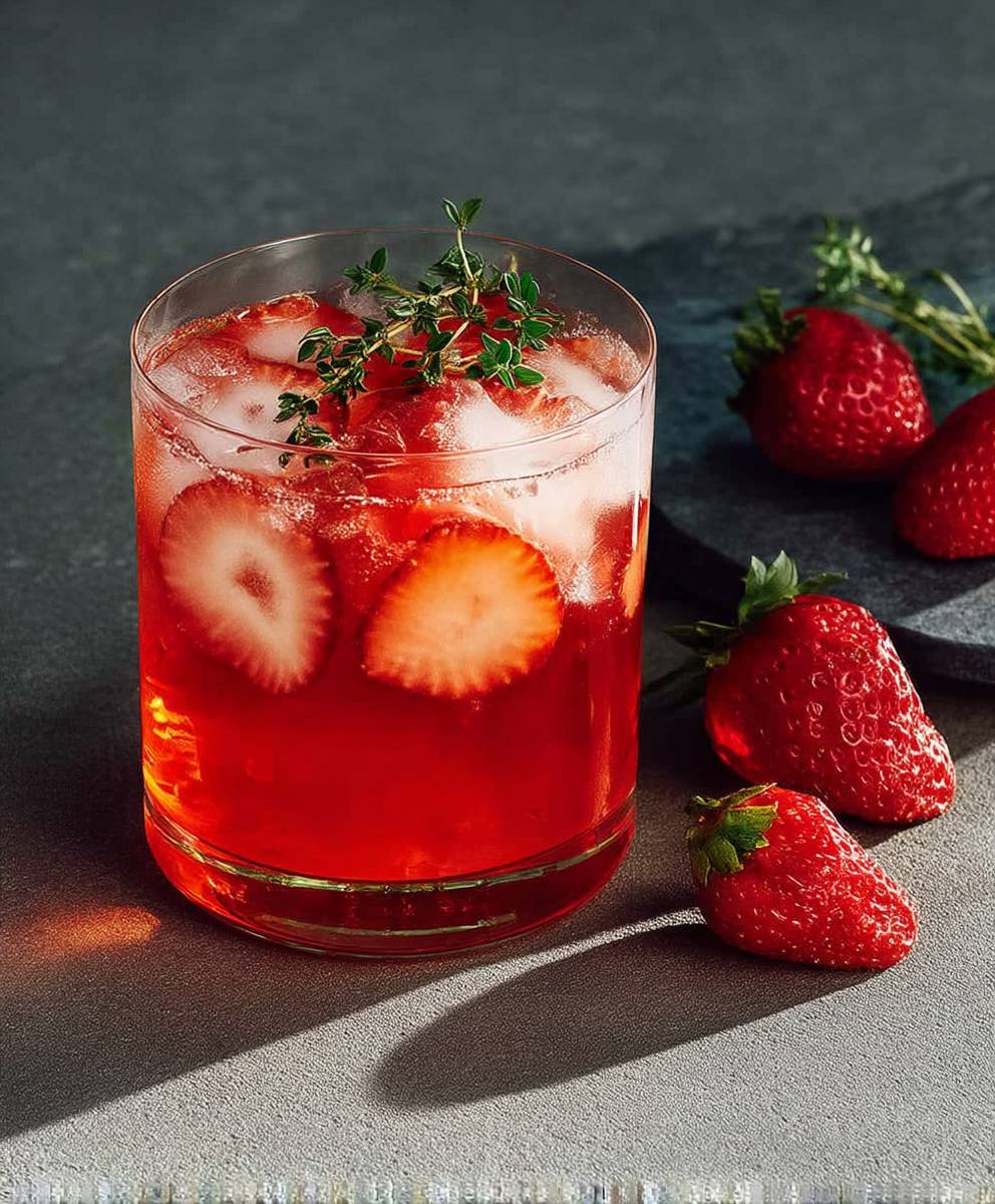 Cocktail smash fraises gin thym