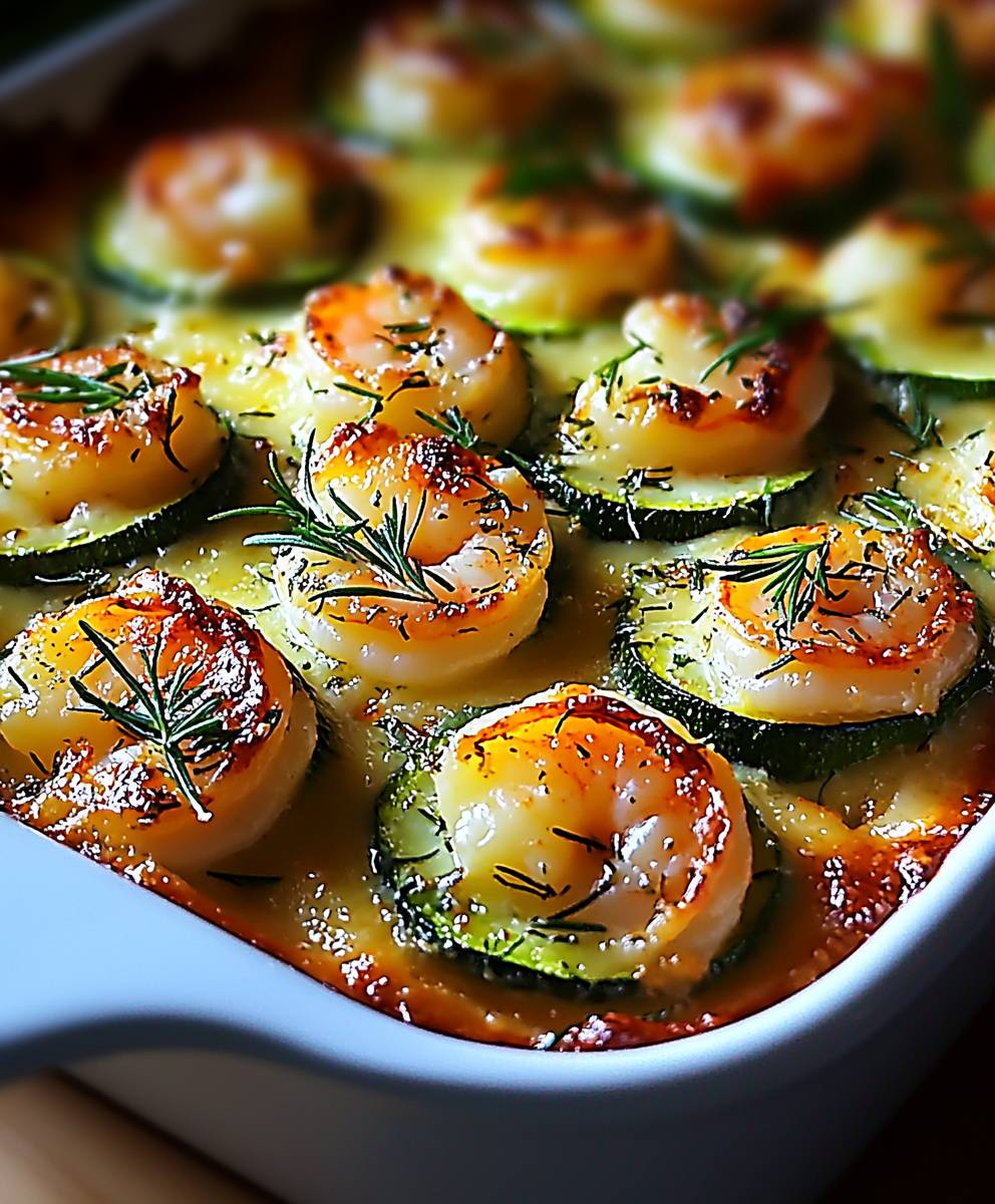 Courgettes gratinées crevettes ail