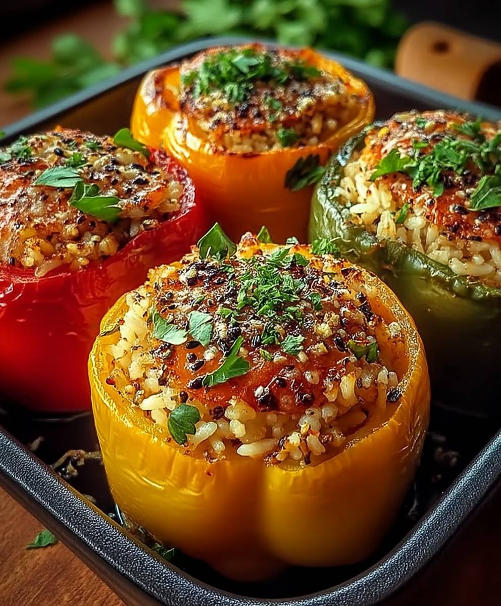 Poivrons farcis végétariens riz