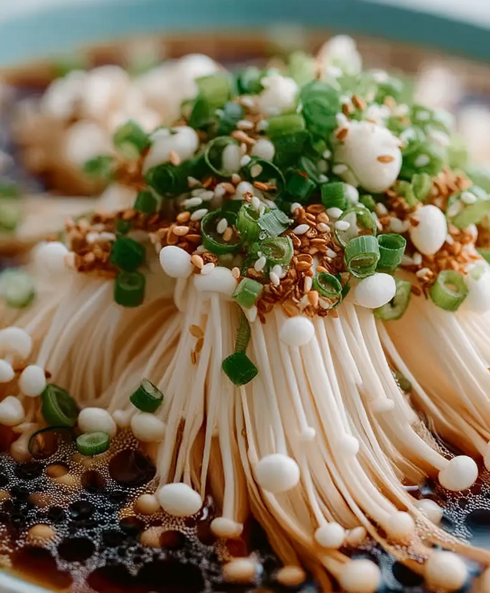 Champignons Enoki sauce ail échalote