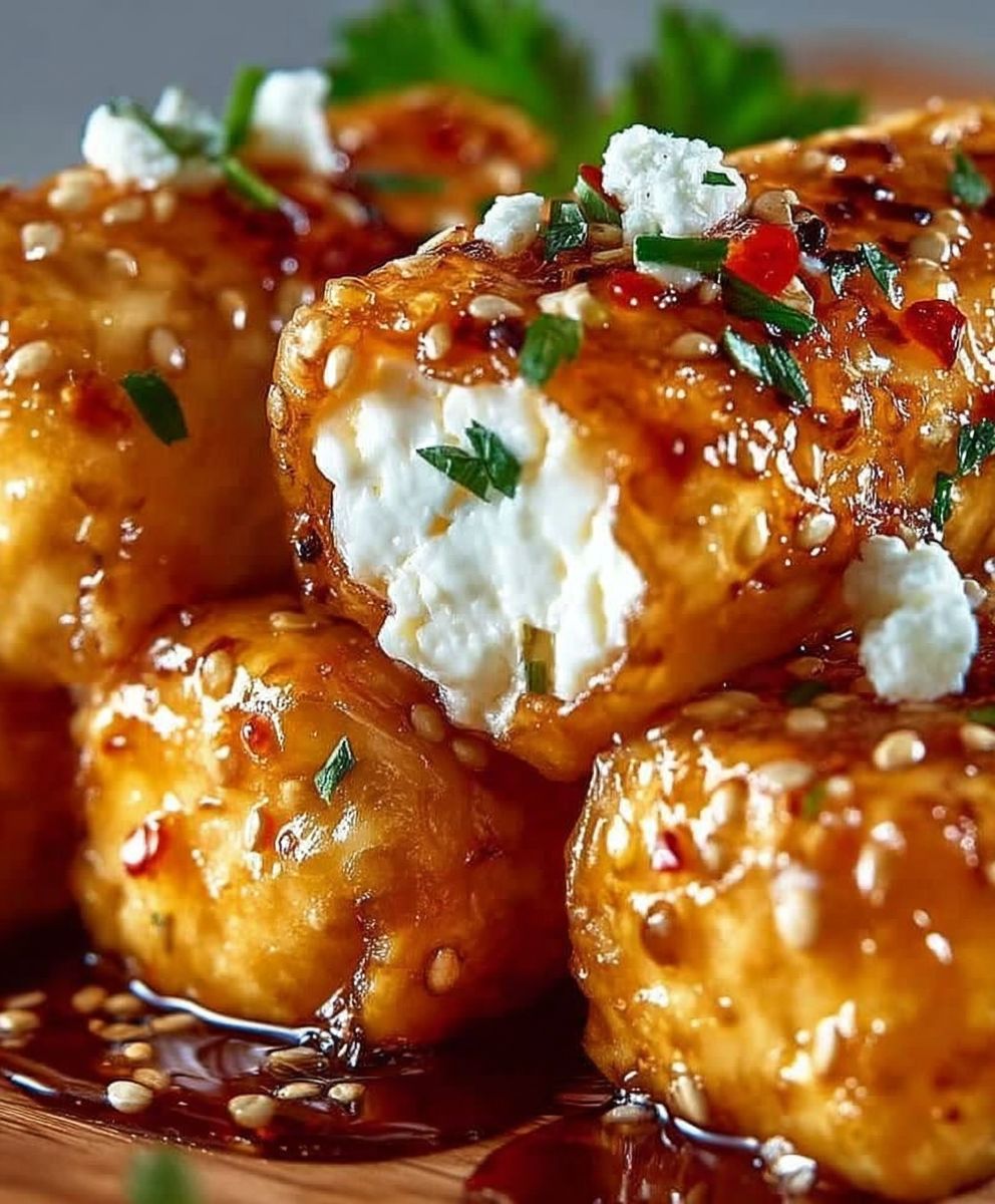 Rouleaux feta frits miel chili