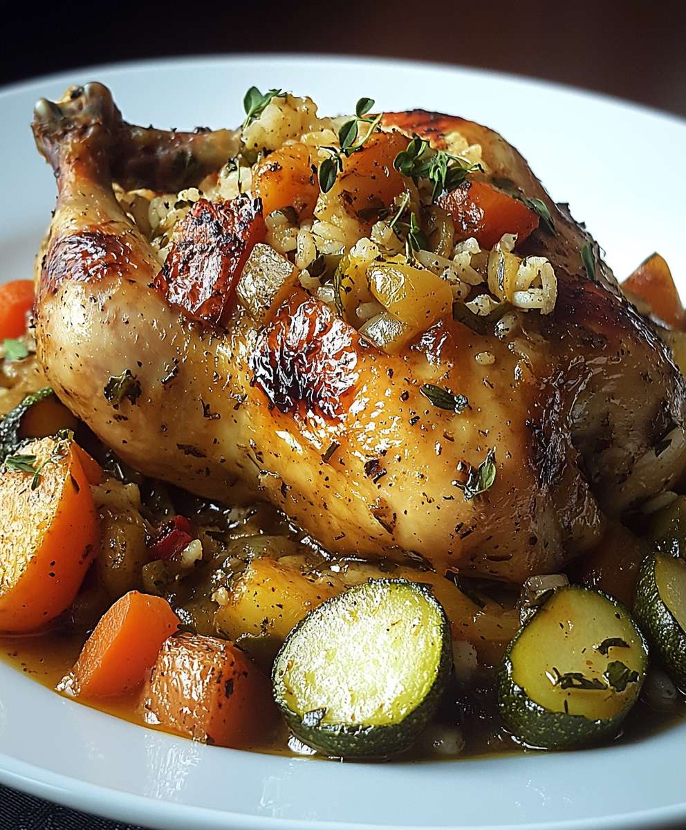 Poulet farci riz légumes