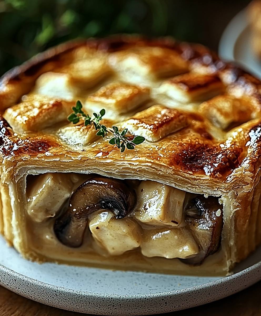 Tourte poulet champignons crémeuse