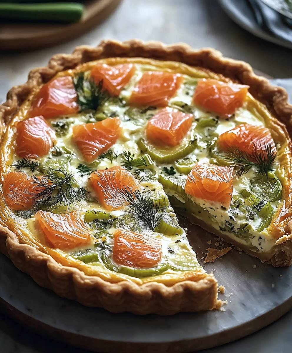 Quiche poireaux saumon fumé ricotta