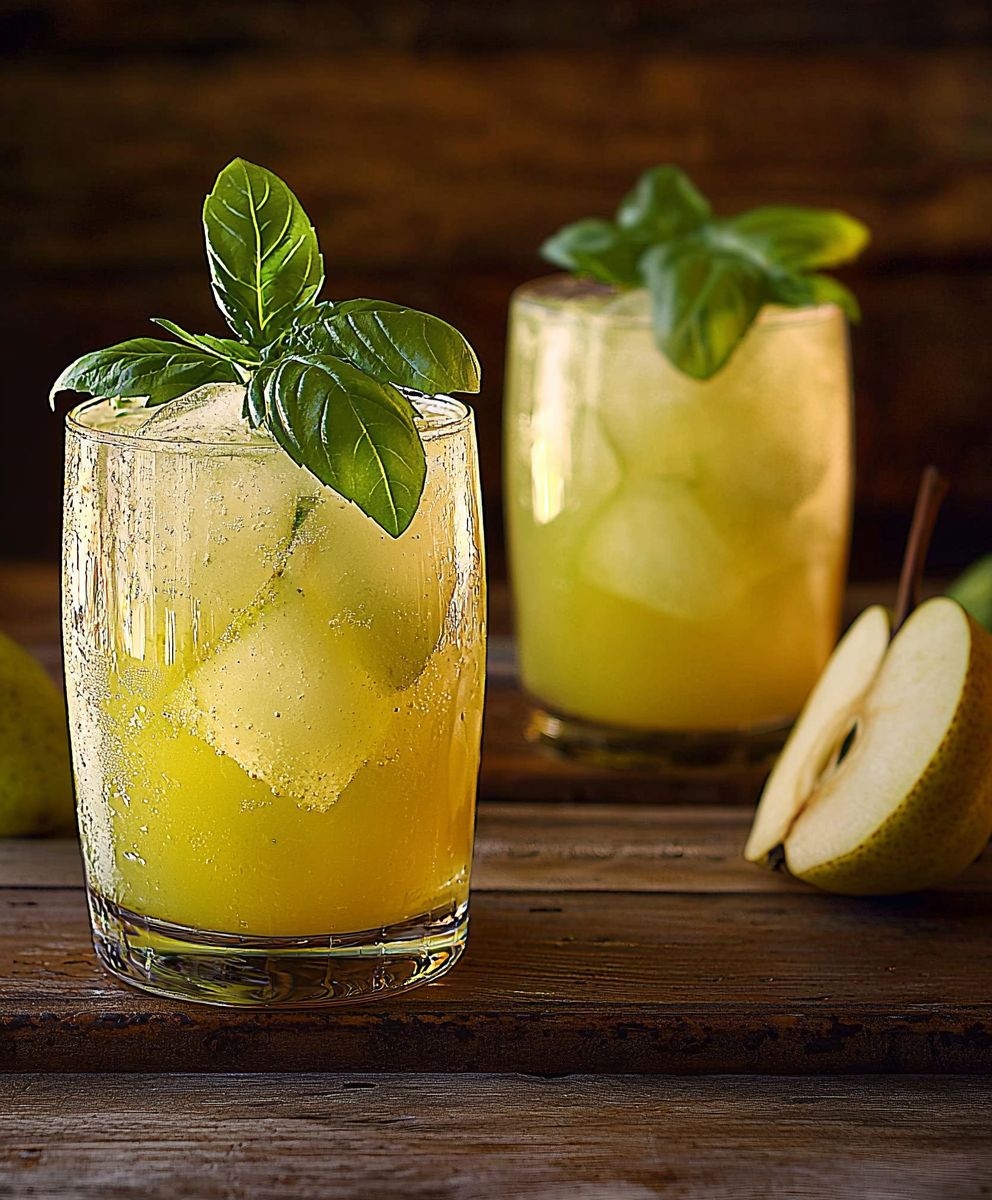 Limonade poire basilic