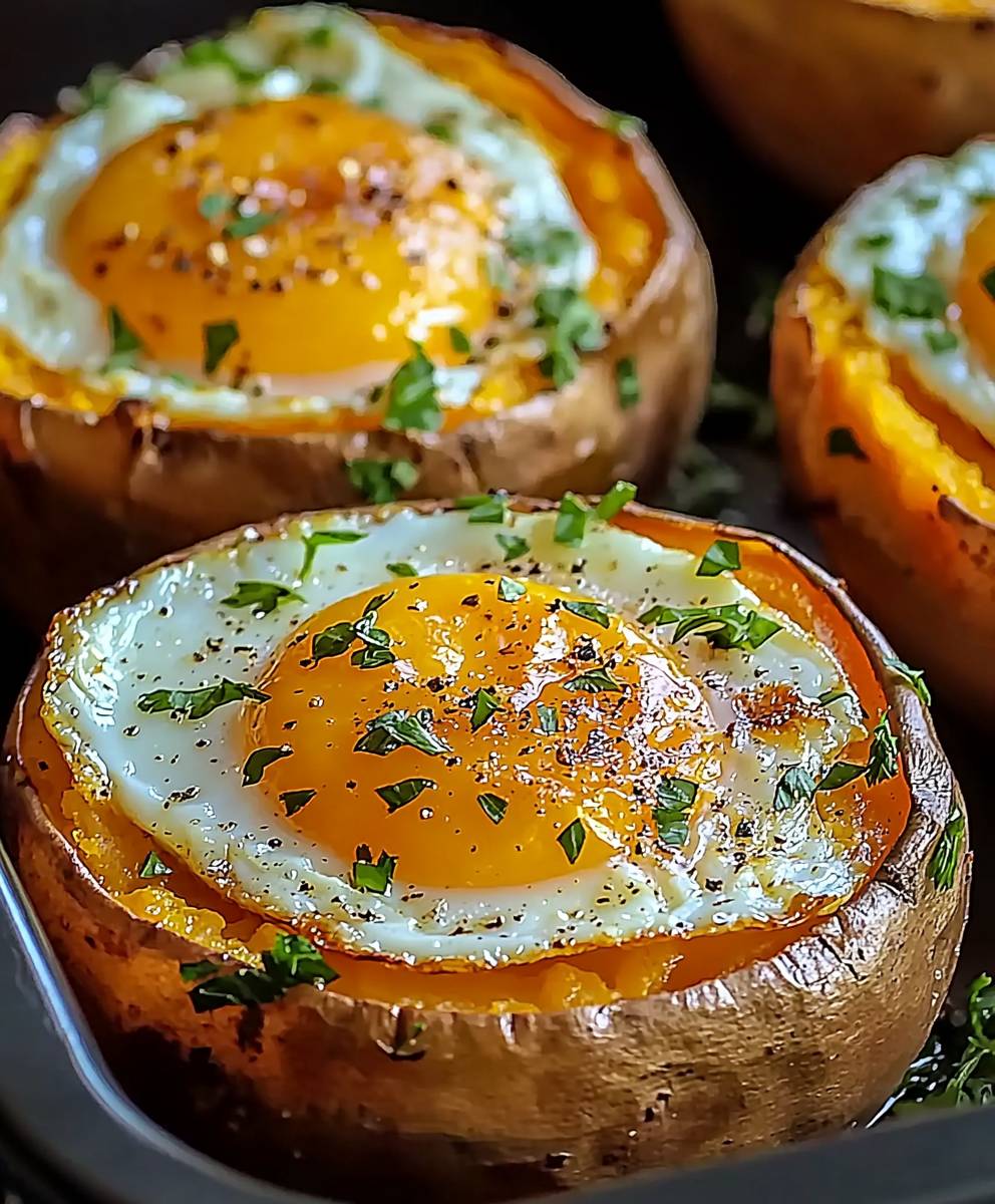 Patates douces ufs au four