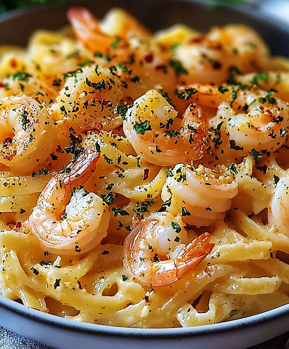 Pâtes crevettes ail beurre
