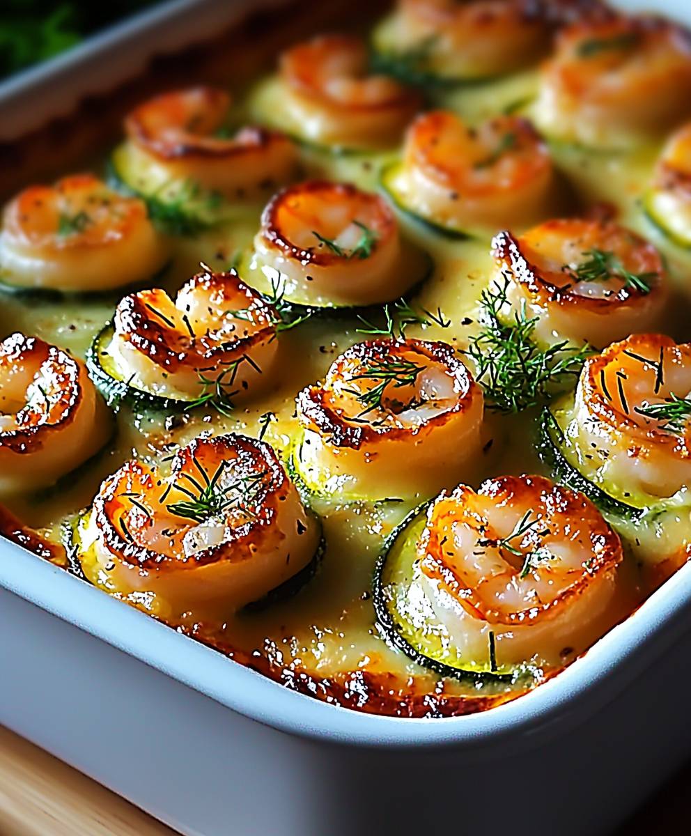 Courgettes gratinées crevettes ail