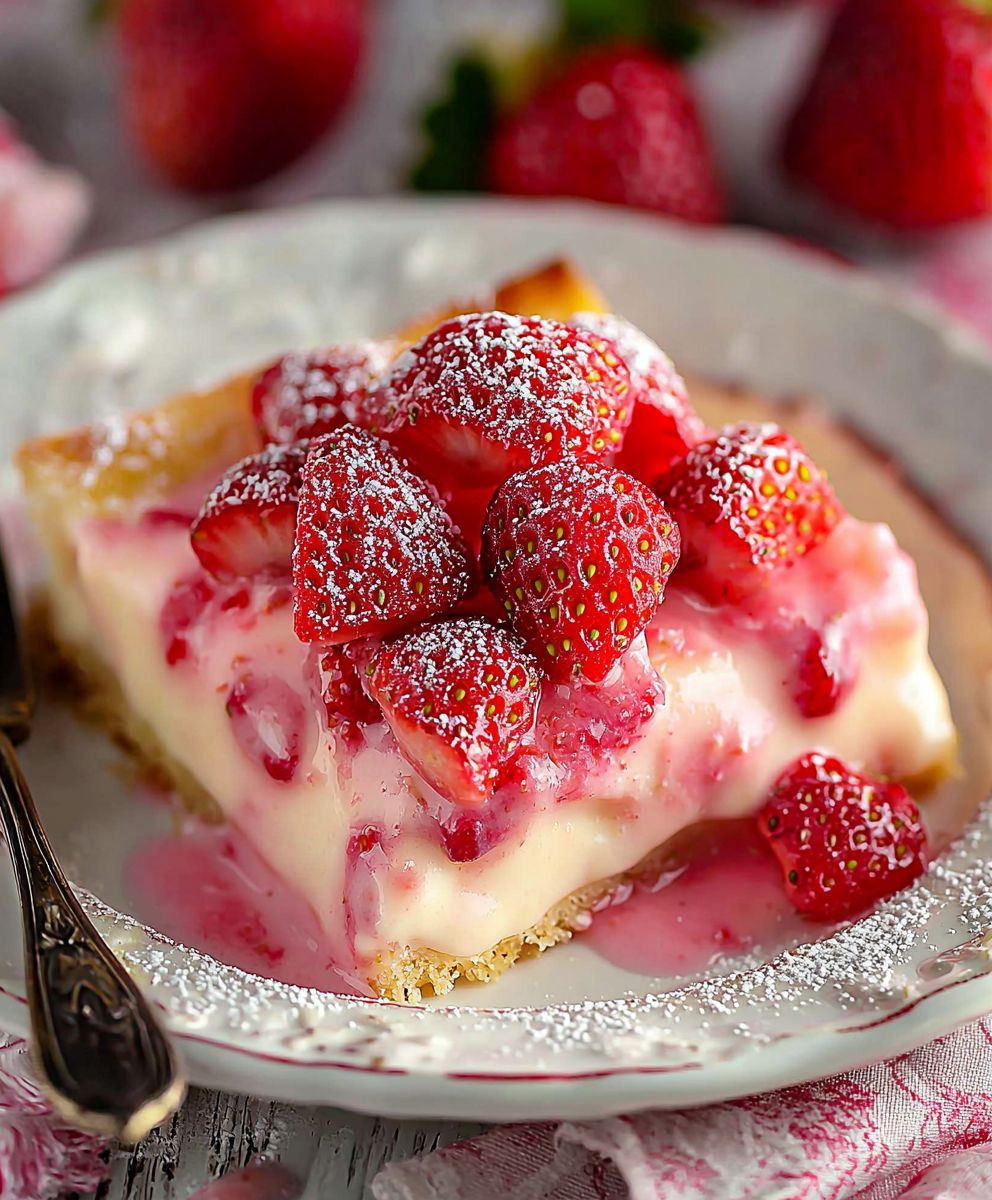 Crème anglaise fraise rhubarbe