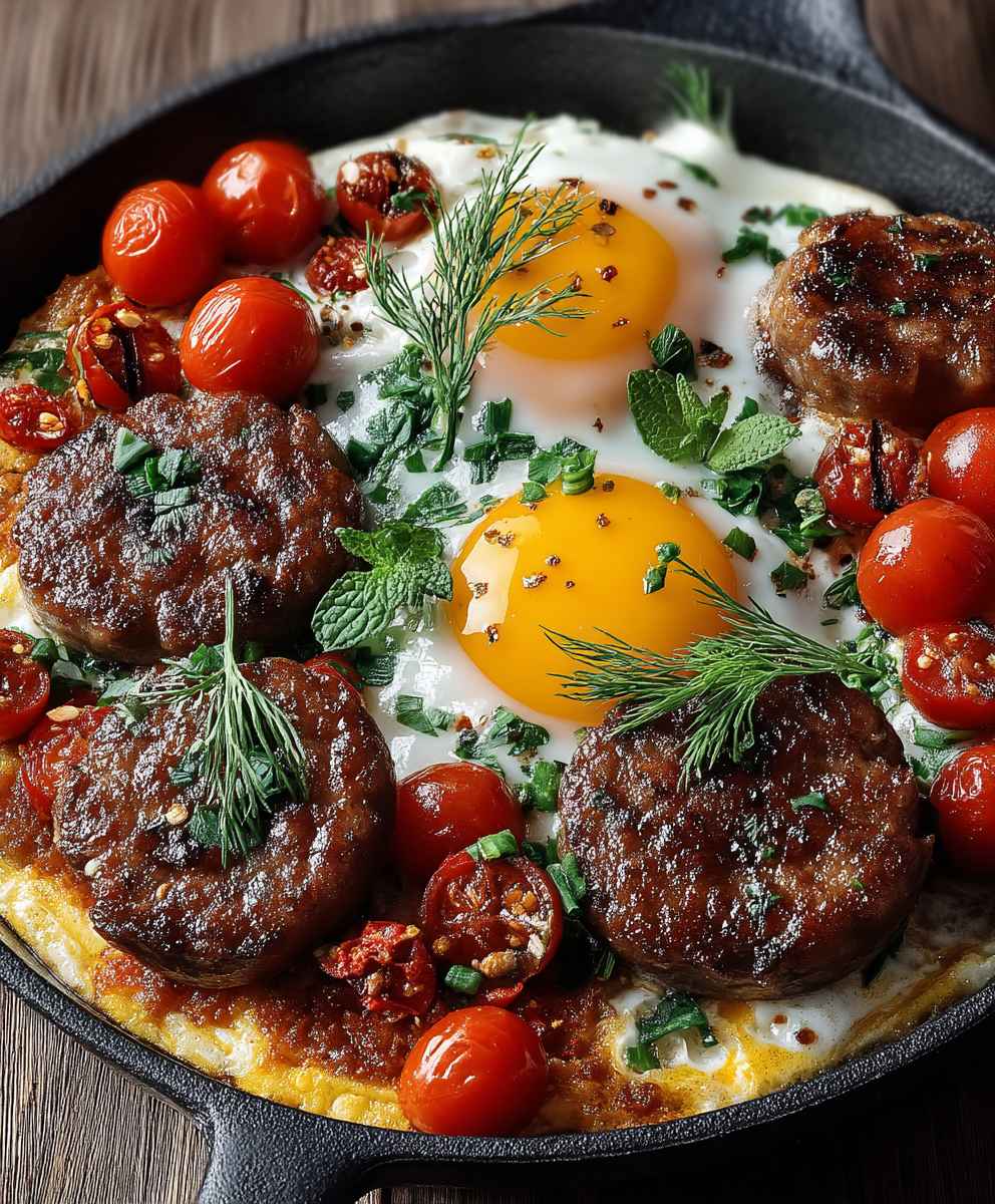 Poêles déjeuner saucisse agneau épicée