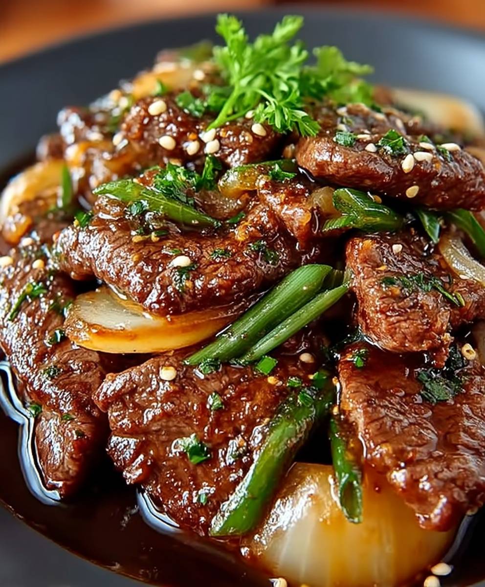 Boeuf sauté aux oignons