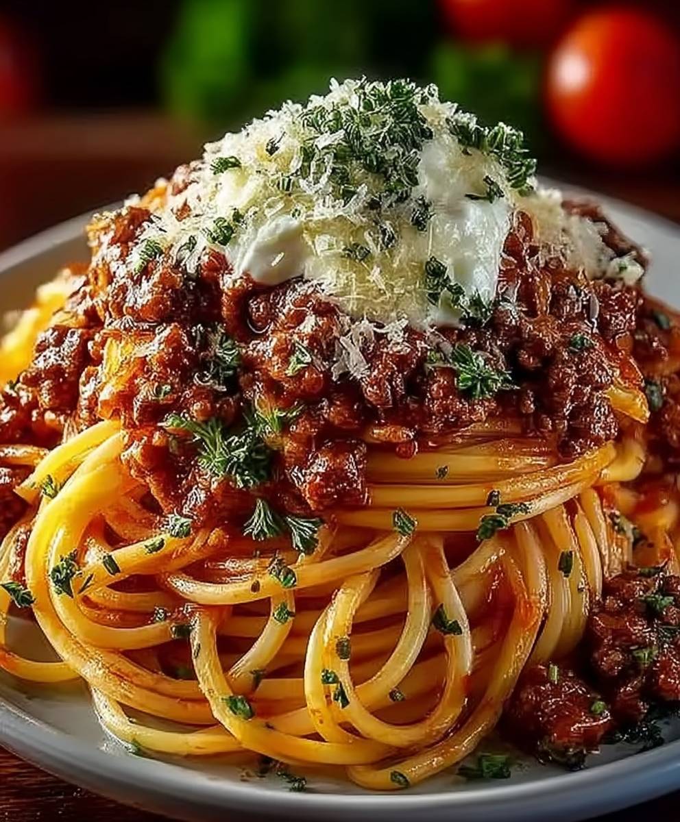 Spaghetti Bolognaise boeuf crème beurre