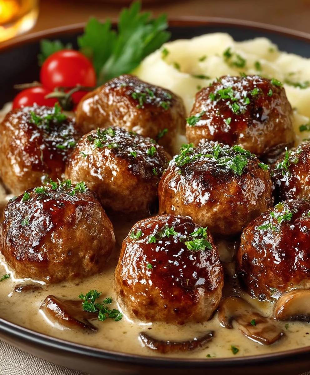 Boulettes de viande sauce champignon