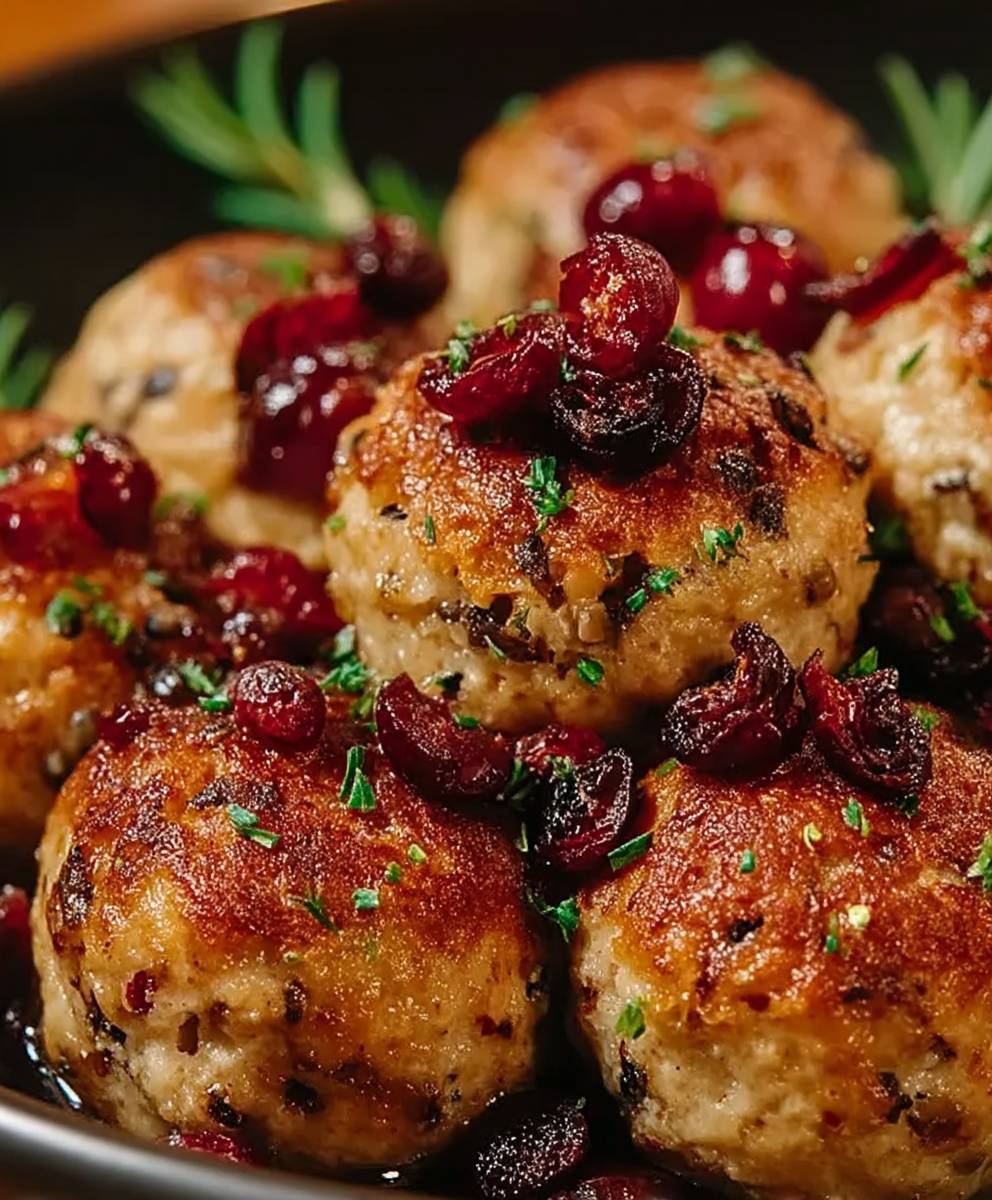 Boulettes dinde canneberges rôties four