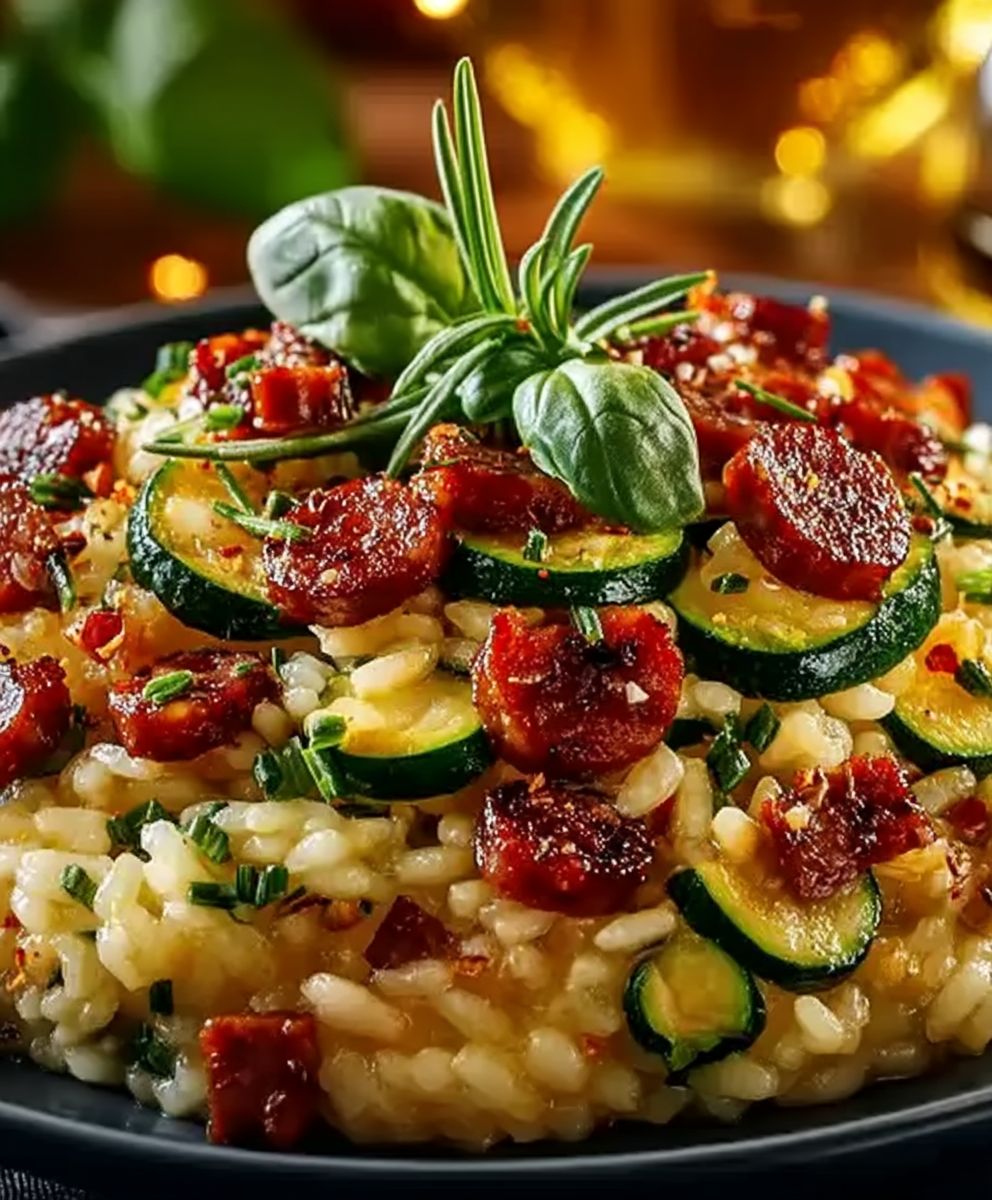 Risotto courgettes chorizo