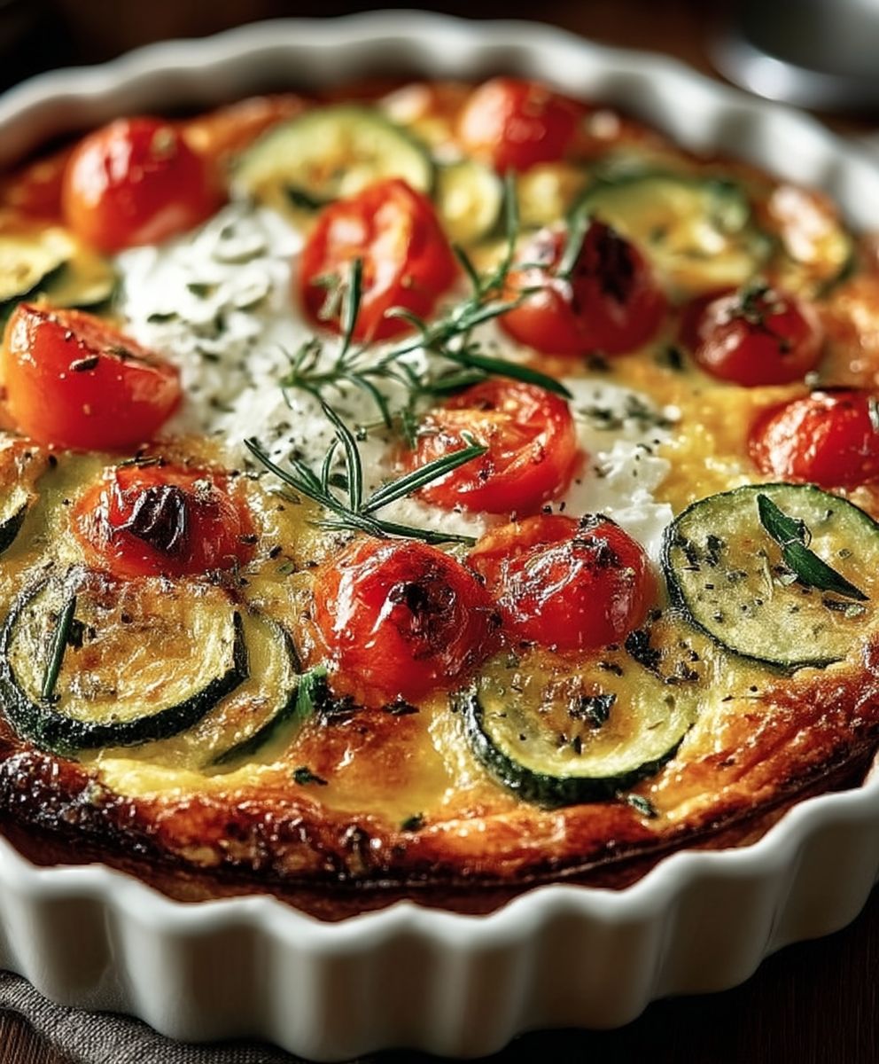 Clafoutis courgettes tomates chèvre frais