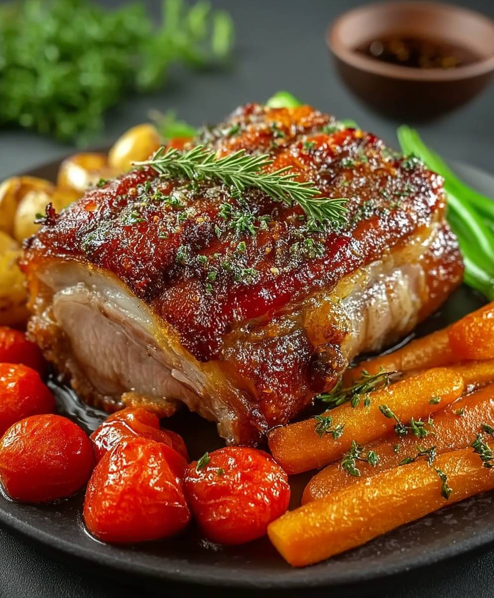 Épaule de porc rôtie légumes