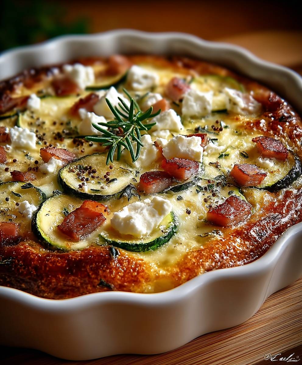 Clafoutis courgettes lardons chèvre