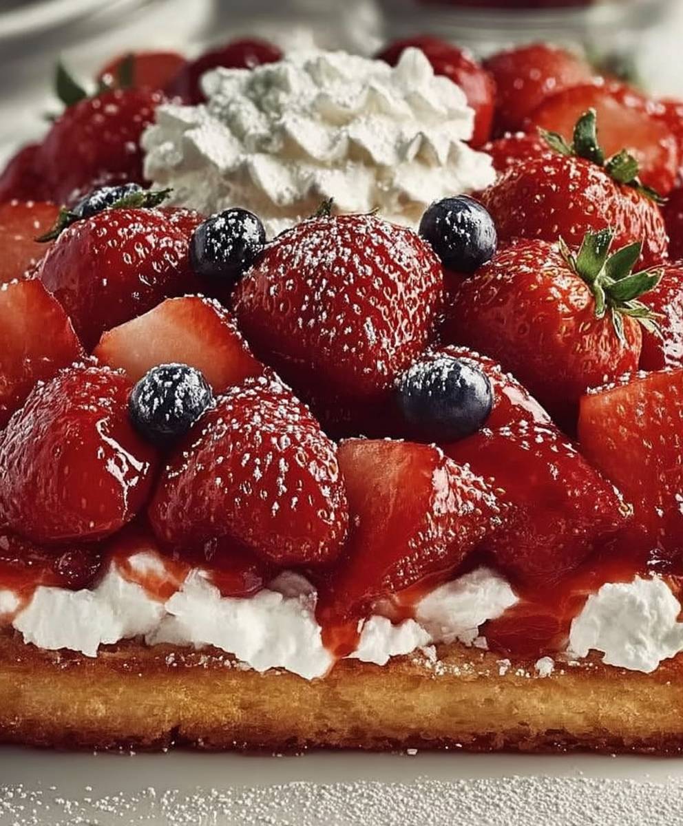 Gateau aux fraises en plaque