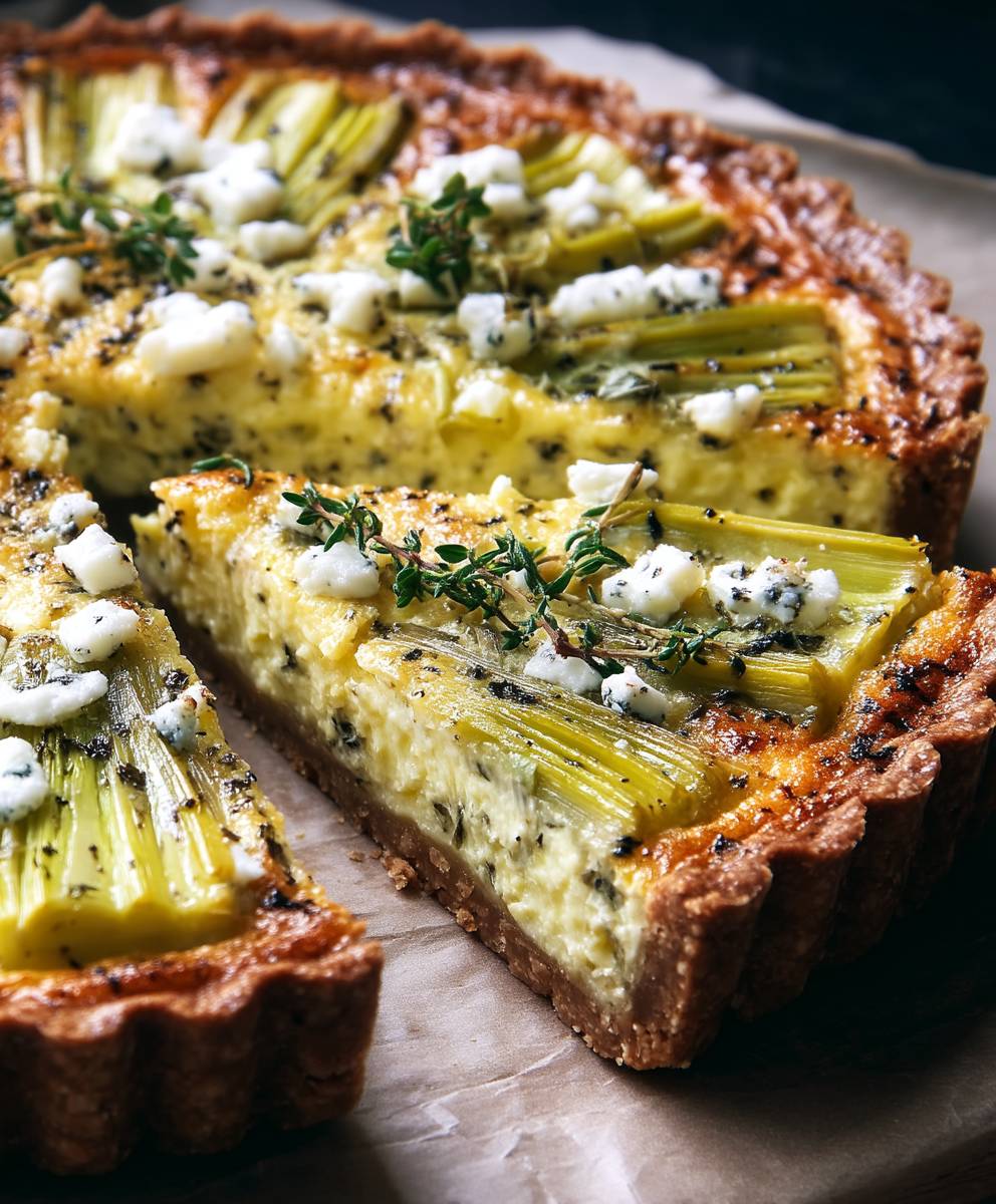 Quiche poireaux thym chèvre