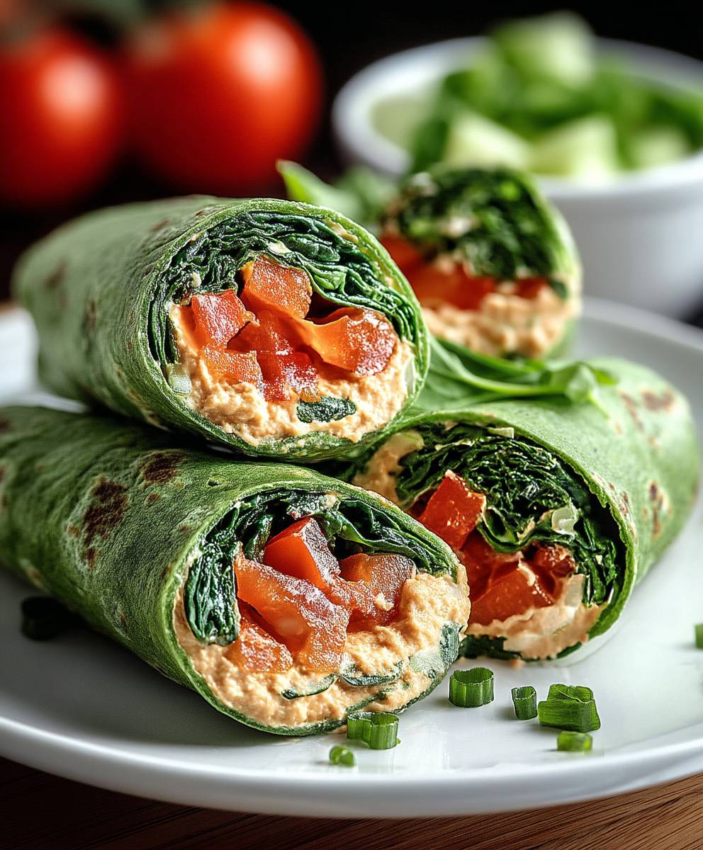 Wraps végétariens épinards houmous