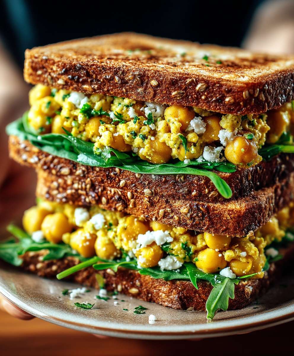 Sandwich végétalien pois chiches écrasés