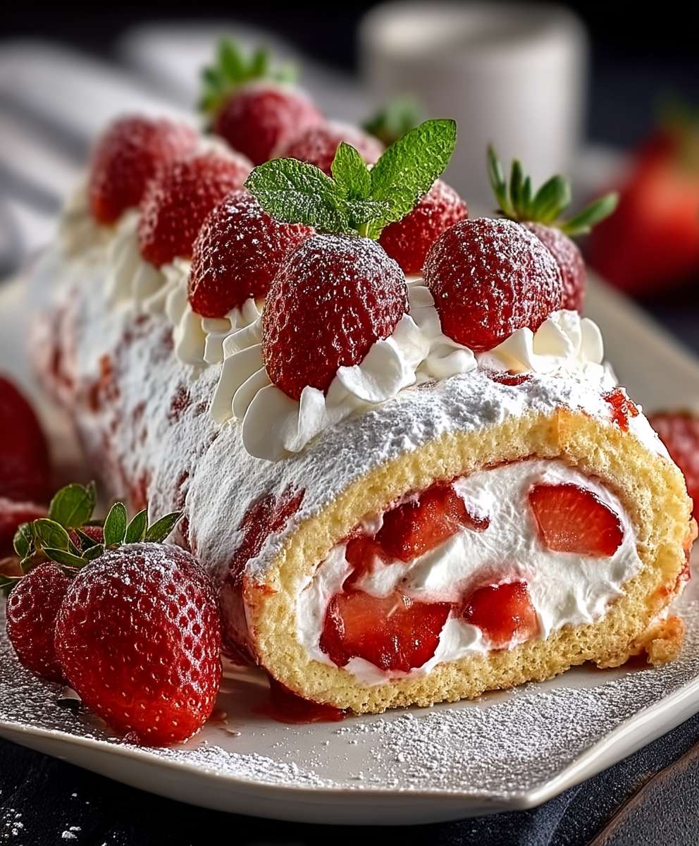 Rouleau gâteau fraises facile