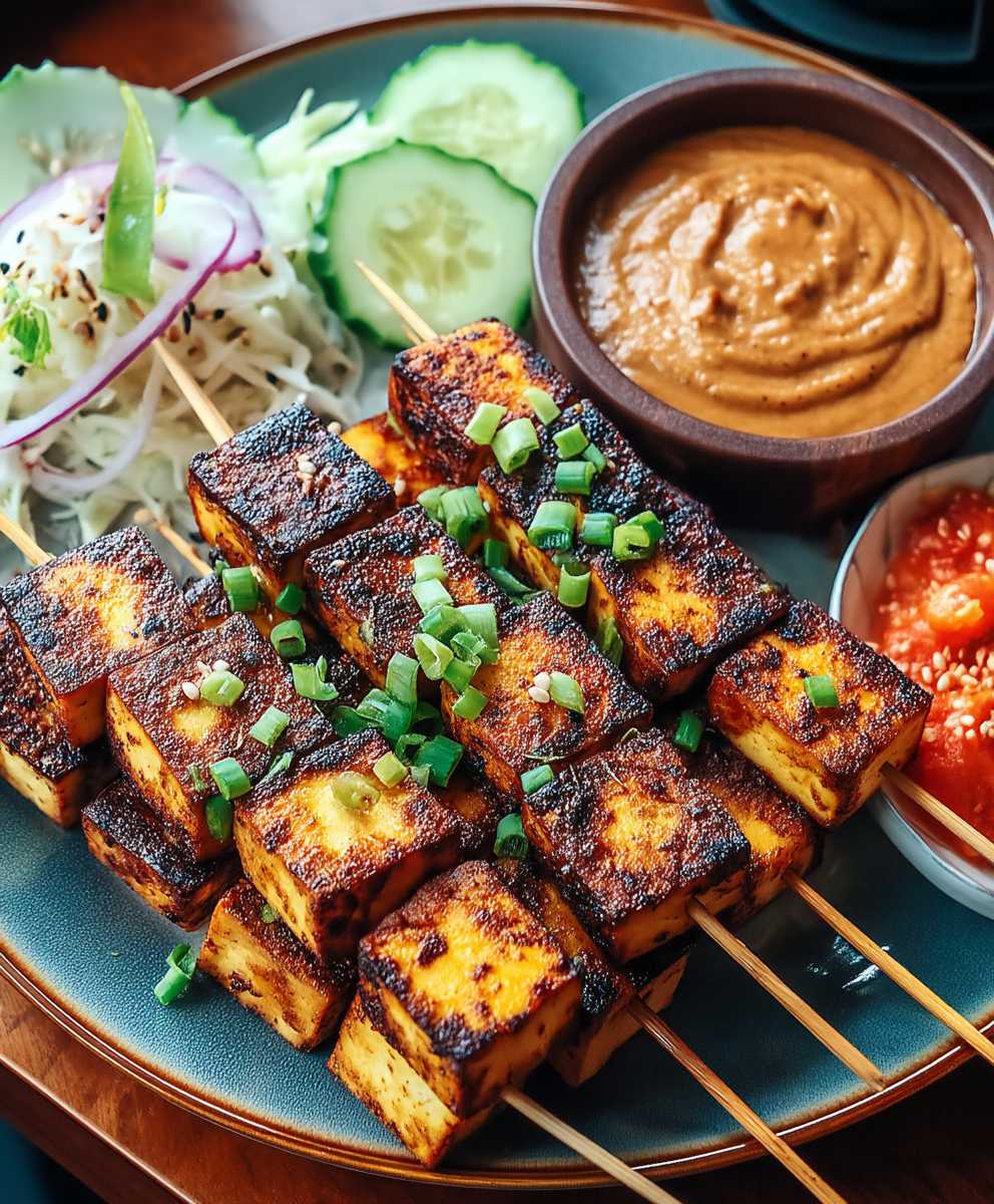 Satay végétalien brochettes tofu