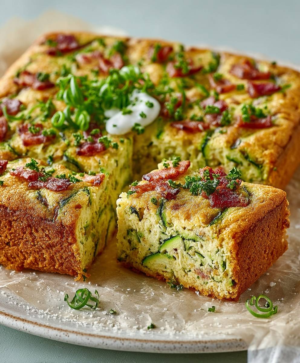 Gateau courgette lardons