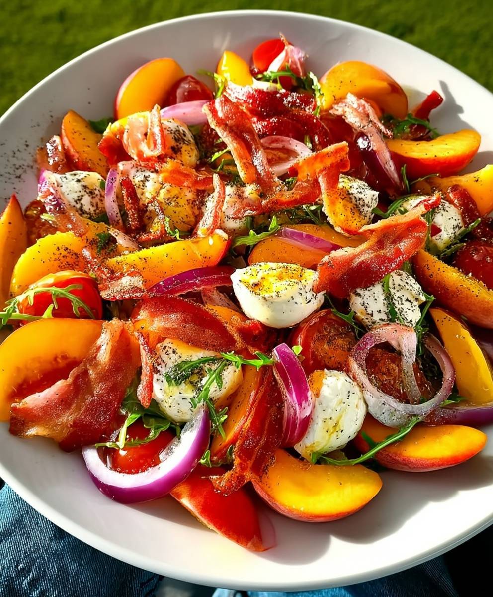 Salade pêches abricots mozzarella