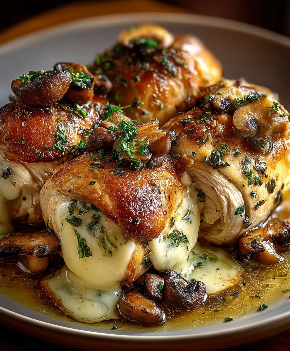 Poulet roulé champignons fromage fondant
