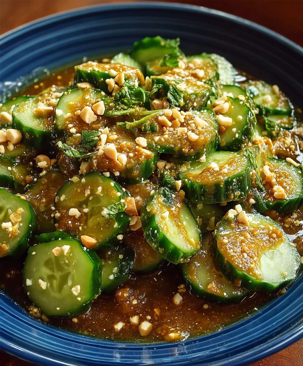 Concombres sauce épicée cacahuètes