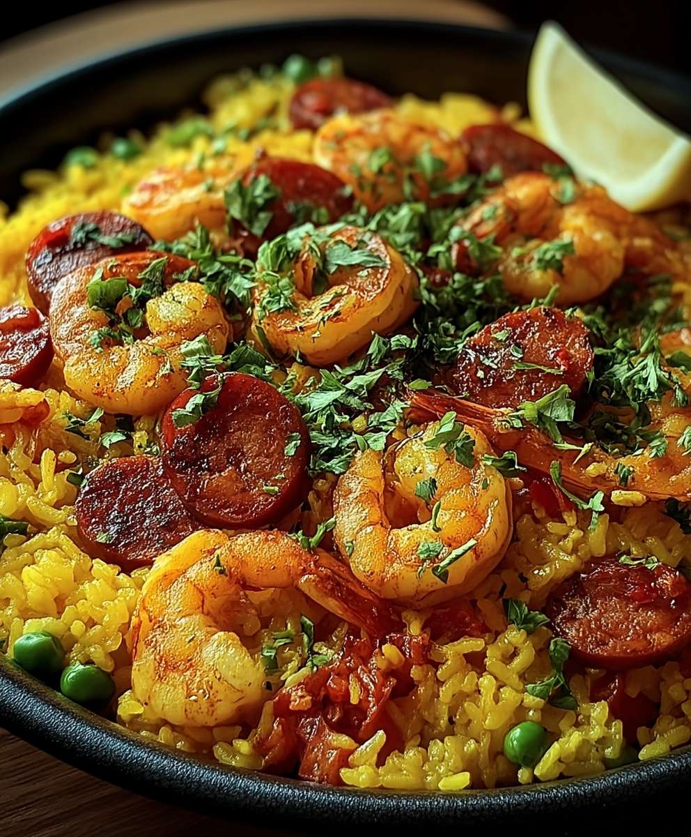 Riz façon paella chorizo crevettes