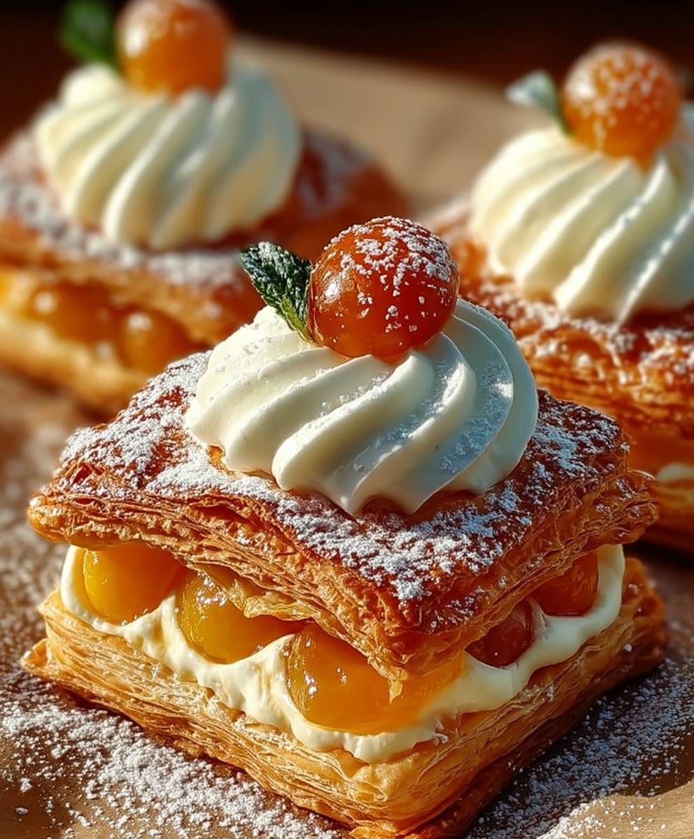 Feuilletés abricot crème vanillée