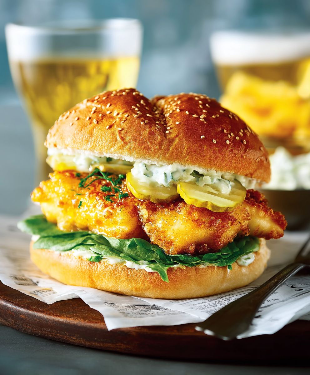 Burgers morue cornichons frits