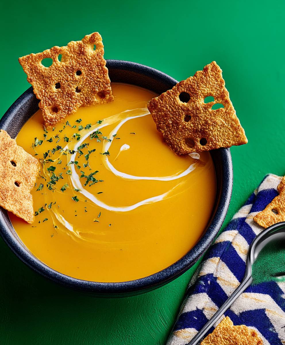 Soupe carottes crackers fromage tortilla