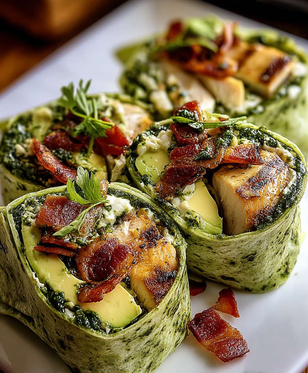 Wrap laitue poulet pesto avocat bacon