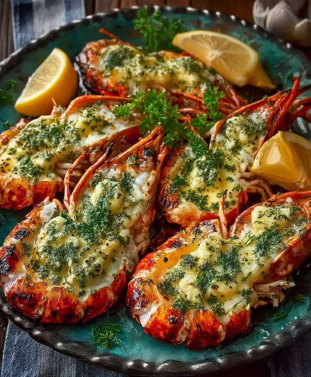 Gambas grillées beurre ail persil