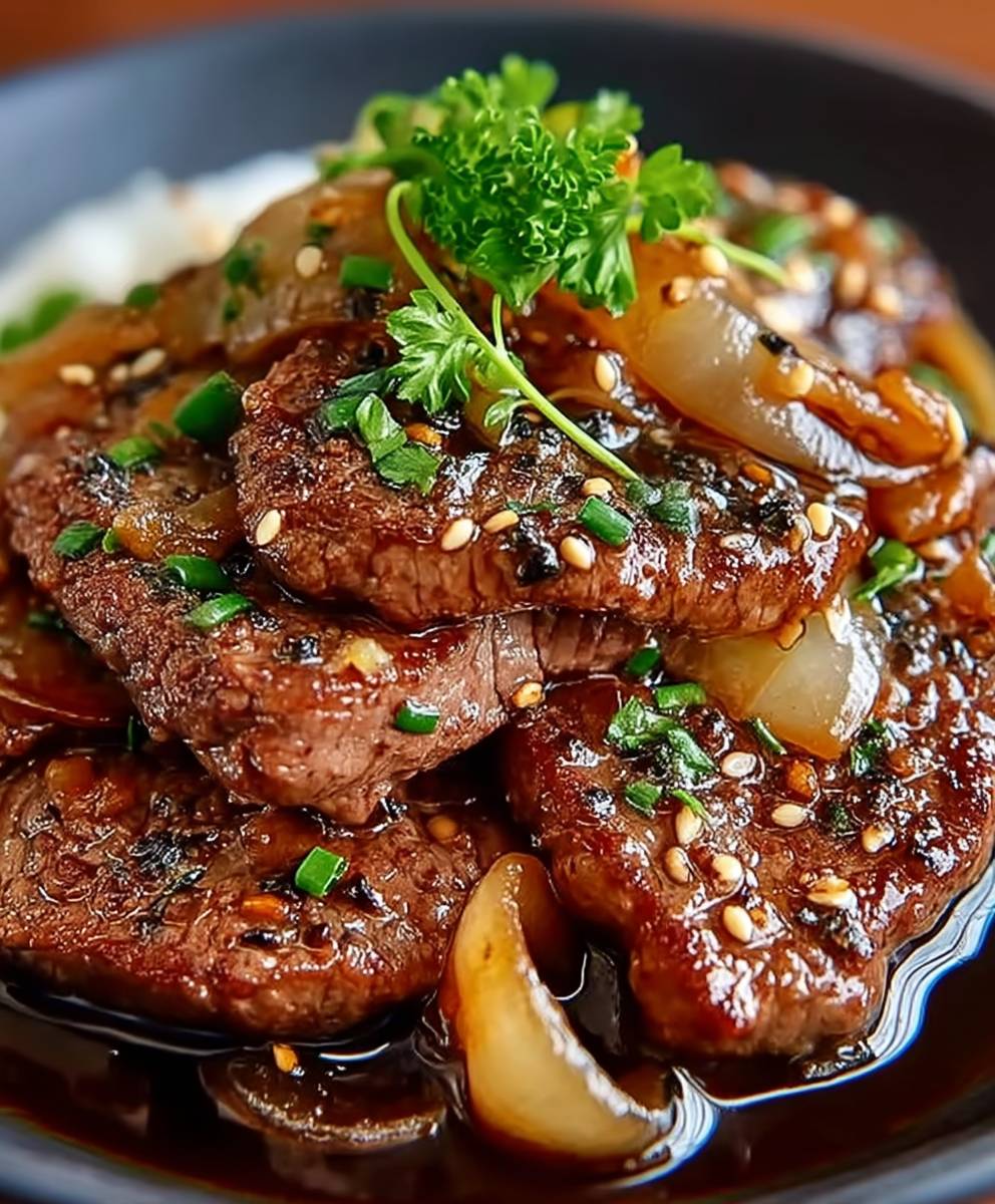 Boeuf sauté aux oignons