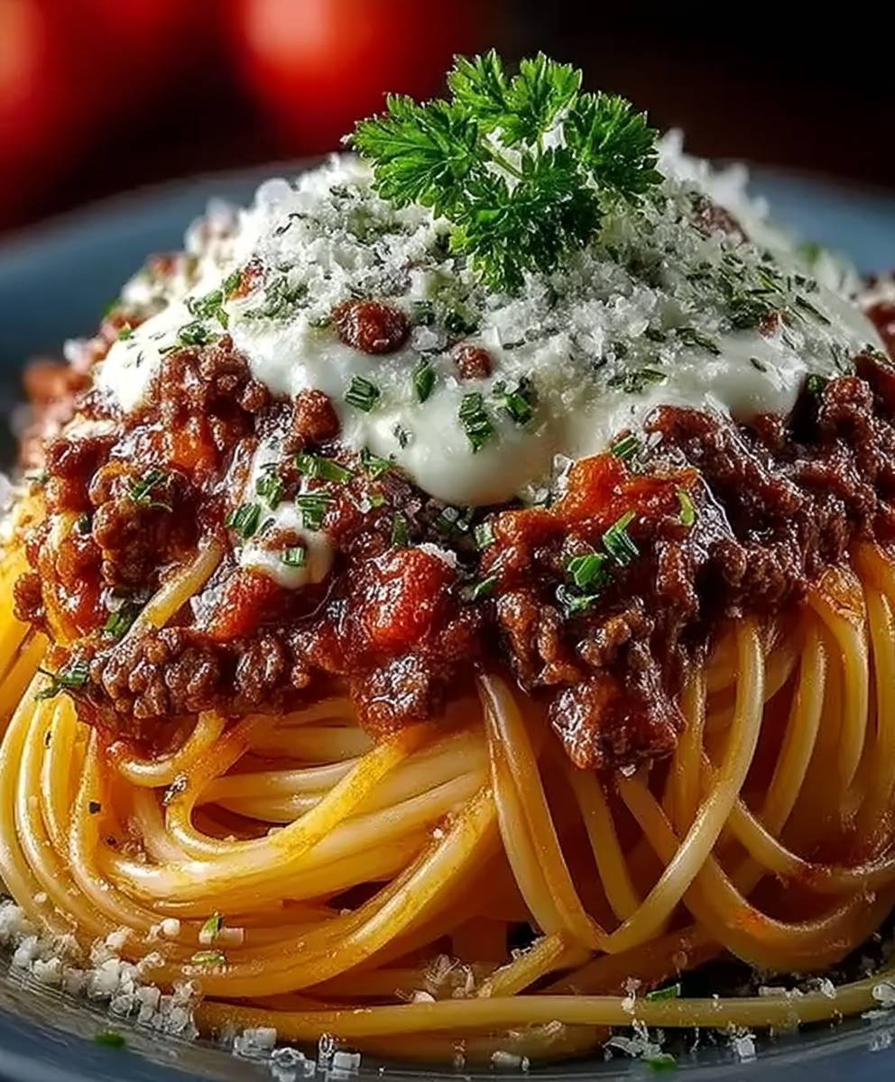 Spaghetti Bolognaise boeuf crème beurre