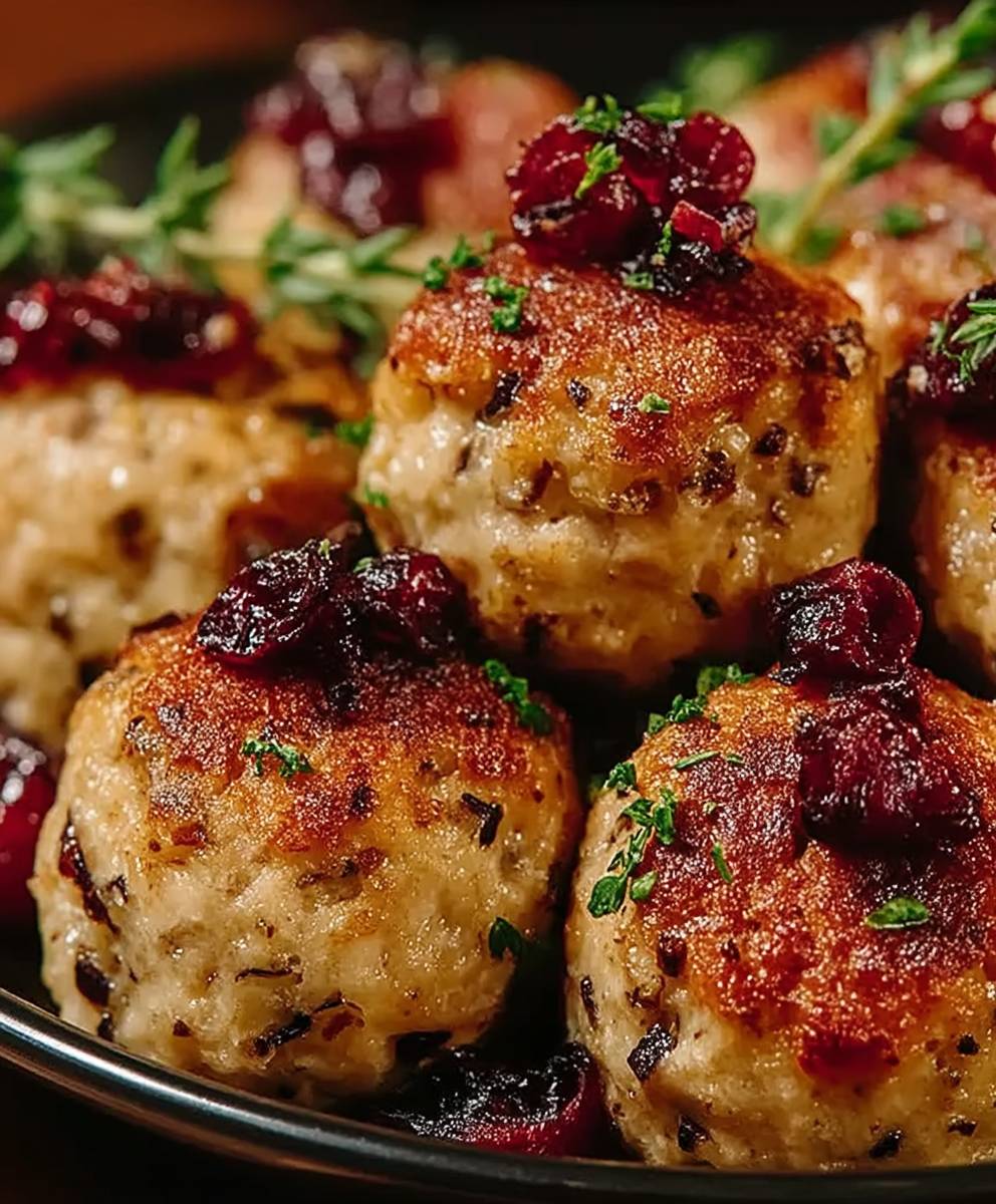 Boulettes dinde canneberges rôties four