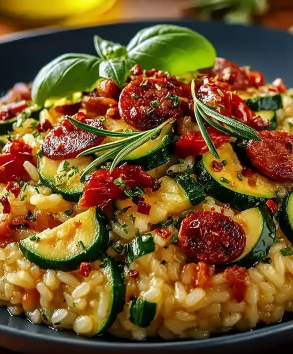Risotto courgettes chorizo