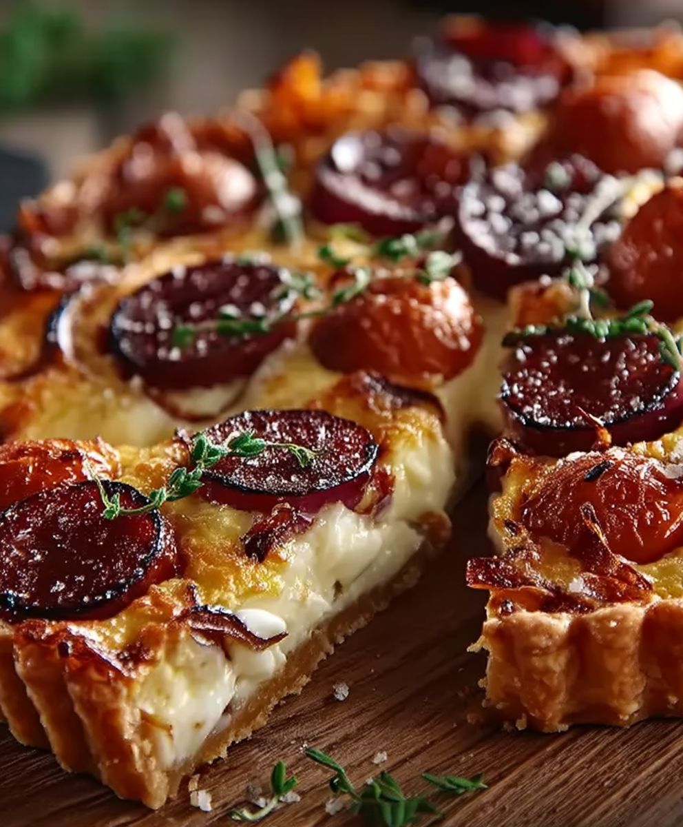 Tarte salée oignons chorizo