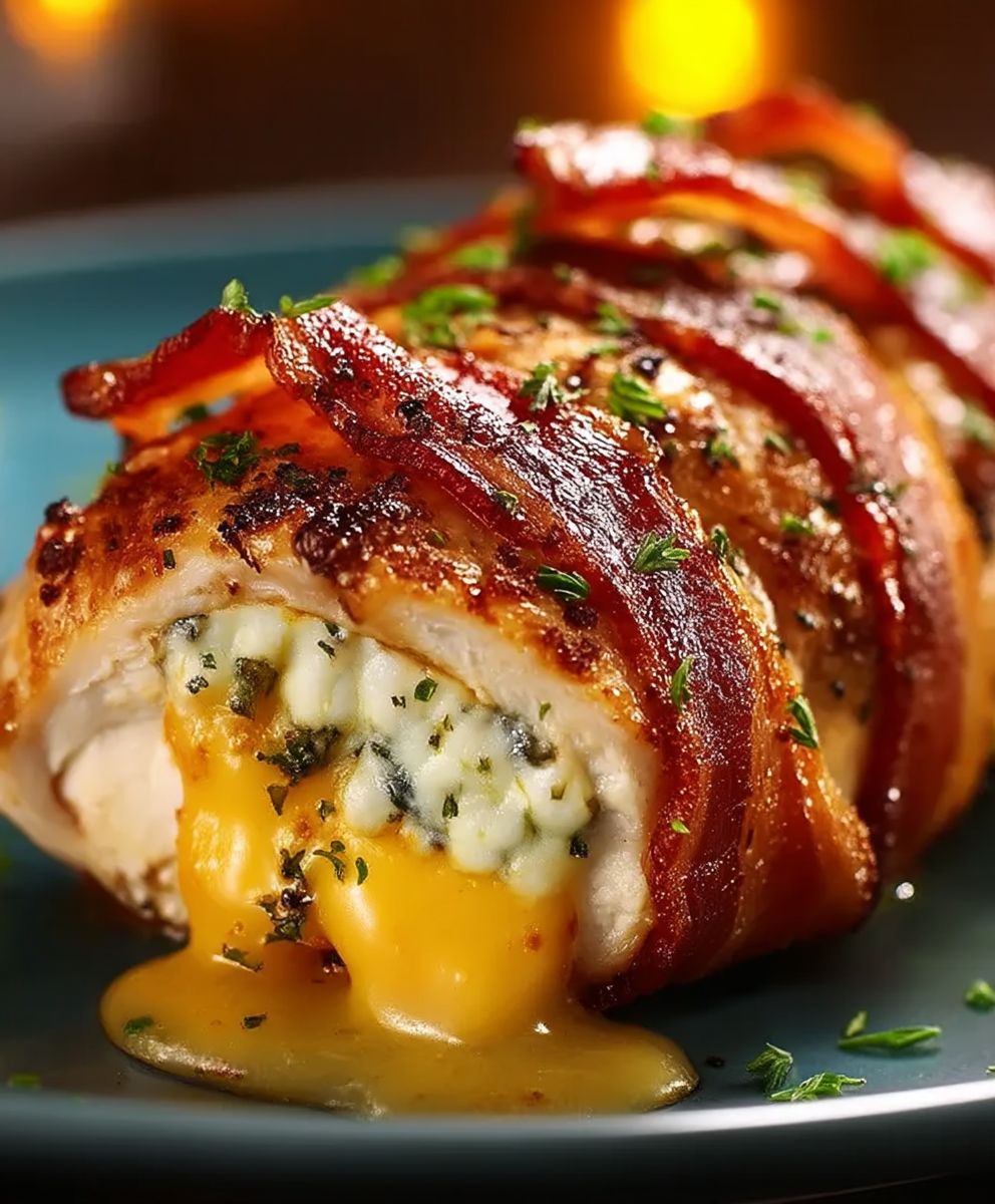 Poulet farci fromage bacon