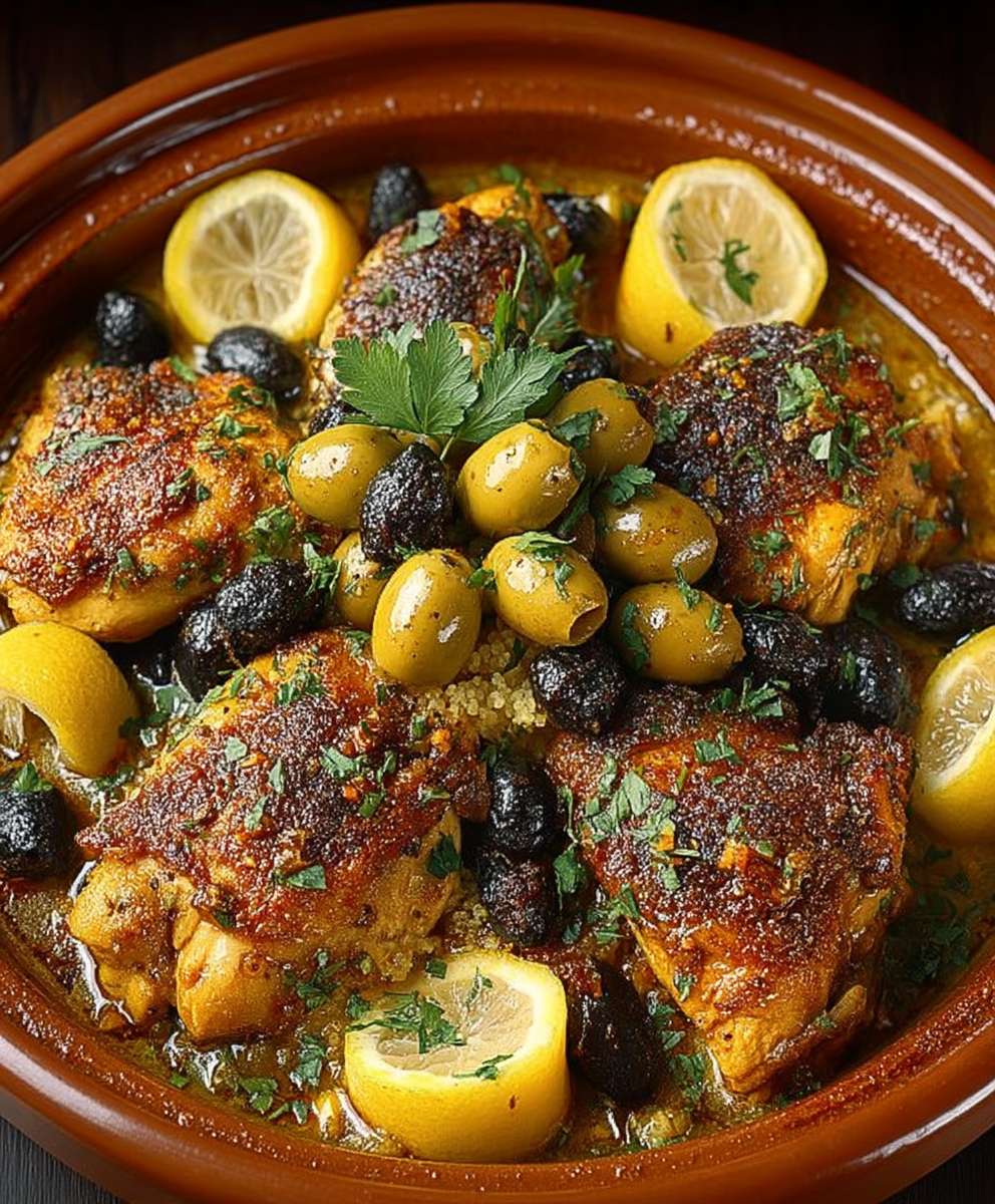Tajine poulet citron confit olives