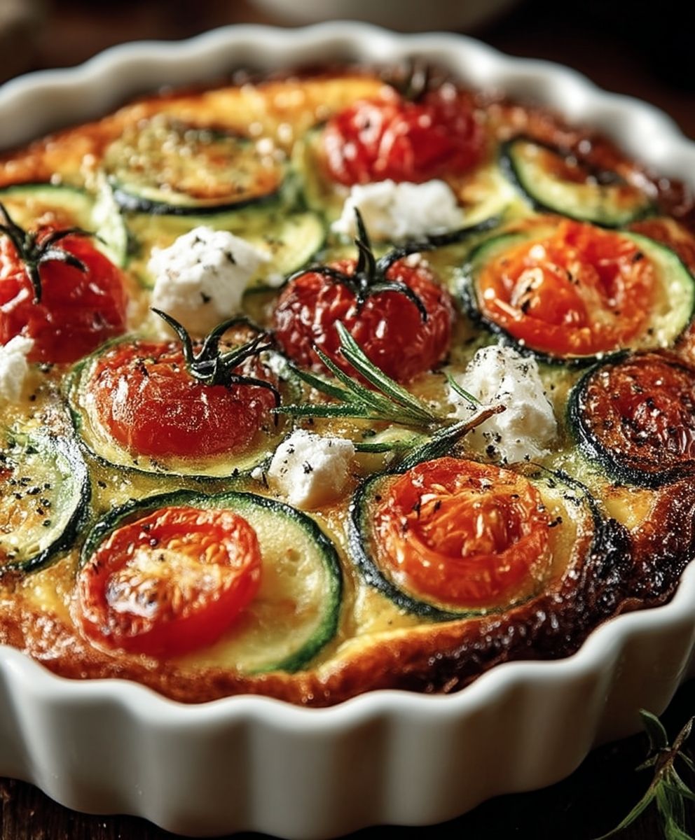 Clafoutis courgettes tomates chèvre frais