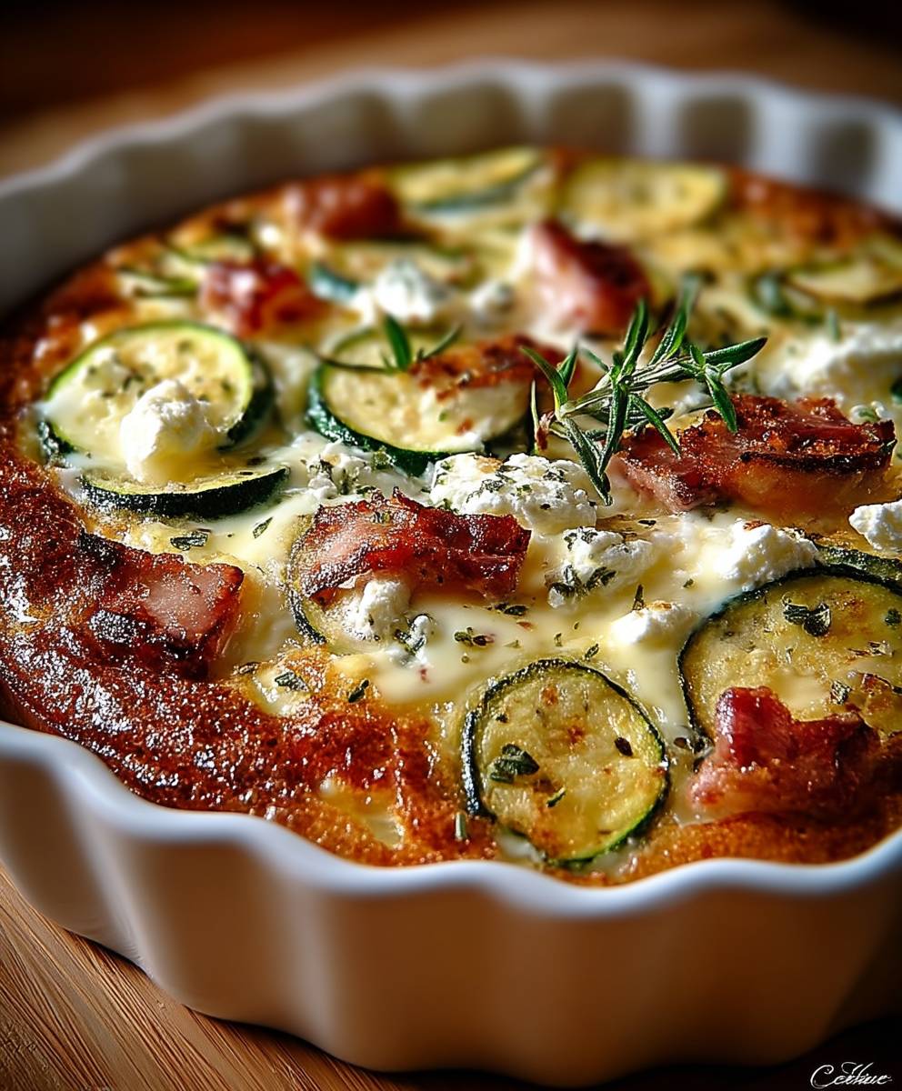 Clafoutis courgettes lardons chèvre